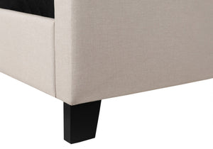 HomeRoots Beige Tufted Linen Queen Bed Frame - Modern Elegance with Black Accents & Durable Construction 490195