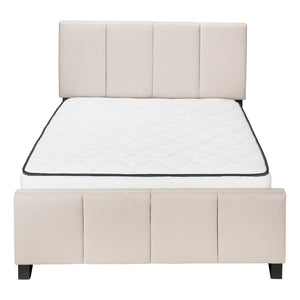 HomeRoots Beige Tufted Linen Queen Bed Frame - Modern Elegance with Black Accents & Durable Construction 490195
