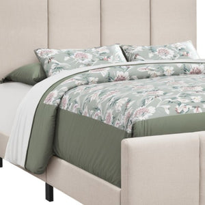 Homeroots Beige Tufted Linen Queen Bed Frame - Stylish Comfort With Contemporary Design For Your Bedroom Retreat  Foam,Mdf,Solid Wood 490195