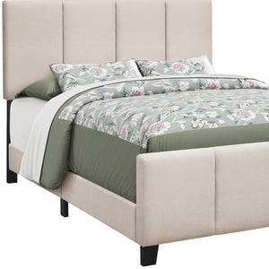 Homeroots Beige Tufted Linen Queen Bed Frame - Stylish Comfort With Contemporary Design For Your Bedroom Retreat  Foam,Mdf,Solid Wood 490195