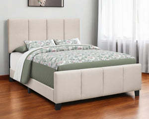 Homeroots Beige Tufted Linen Queen Bed Frame - Stylish Comfort With Contemporary Design For Your Bedroom Retreat  Foam,Mdf,Solid Wood 490195