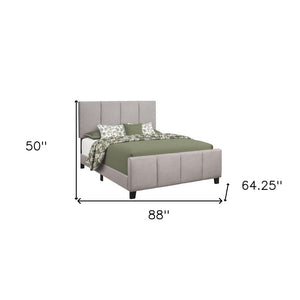 Homeroots Gray Tufted Linen Queen Bed Frame - Stylish Upholstered Design For Contemporary Bedroom Decor  Foam,Mdf,Solid Wood 490196