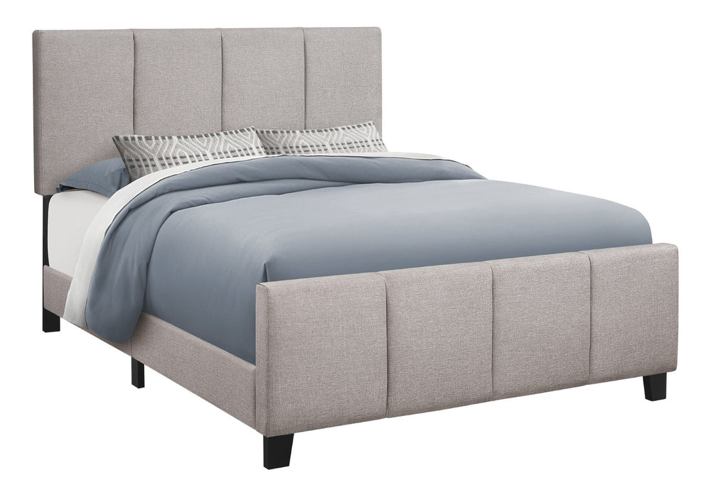 HomeRoots Gray Tufted Linen Queen Bed Frame - Stylish Upholstered Design with Black Accents for Modern Bedrooms 490196