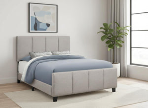 HomeRoots Gray Tufted Linen Queen Bed Frame - Stylish Upholstered Design with Black Accents for Modern Bedrooms 490196