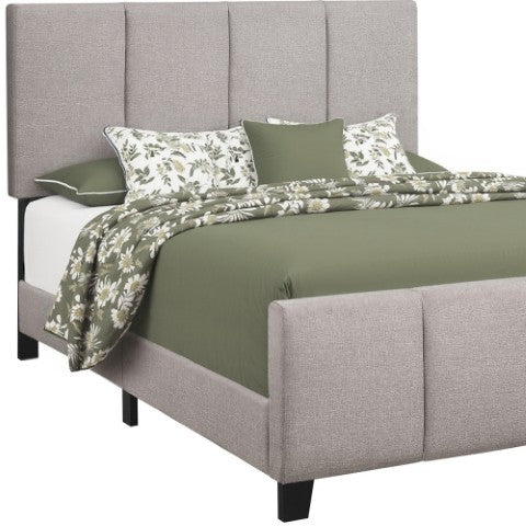 Homeroots Gray Tufted Linen Queen Bed Frame - Stylish Upholstered Design For Contemporary Bedroom Decor  Foam,Mdf,Solid Wood 490196