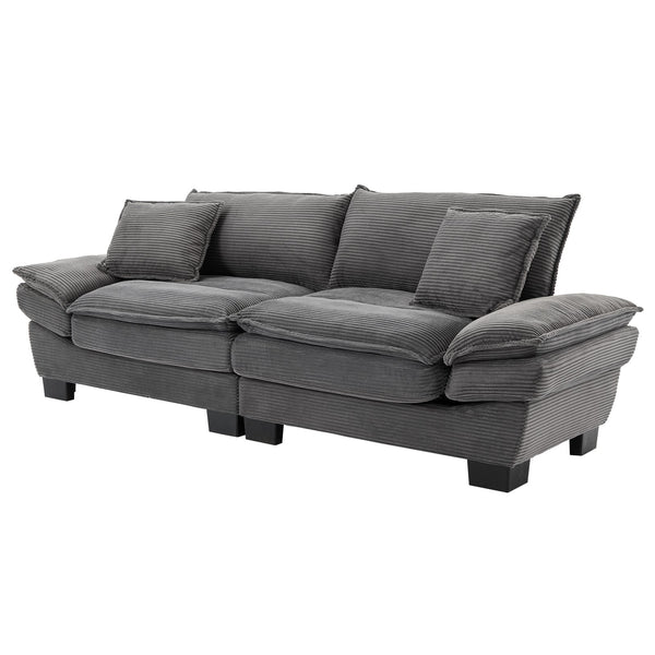English Elm Corduroy Stylish Sleeper Sofa Loveseat with Dual-Layer Cushions & Two Support Pillows, Sturdy Frame Grey W676P184143