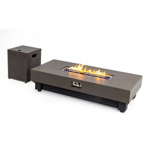 English Elm 60-INCH Modern Fire Pit Table with Stainless Steel Burner, Rain Cover, Propane Heater for Patio Gatherings Black,Walnut W3131P333699