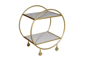 Homeroots Gray And Gold Iron And Marble Rolling Bar Cart   490201