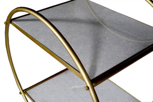 Homeroots Gray And Gold Iron And Marble Rolling Bar Cart   490201