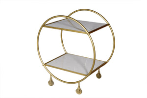 Homeroots Gray And Gold Iron And Marble Rolling Bar Cart   490201