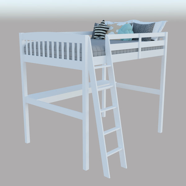 Homeroots White Solid Wood Full Double Size Loft Bed With Desk And Storage White Solid Wood 490205