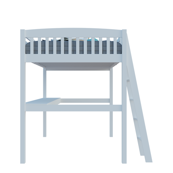 Homeroots White Solid Wood Full Double Size Loft Bed With Desk And Storage White Solid Wood 490205