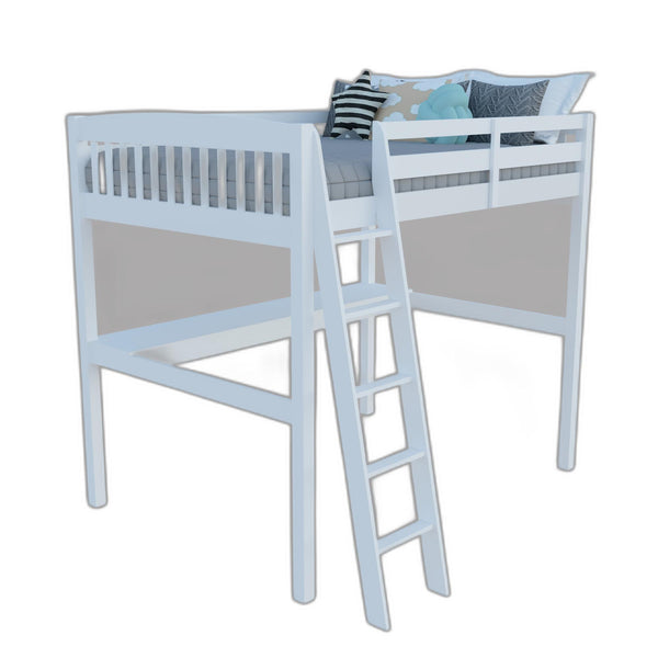 Homeroots White Solid Wood Full Double Size Loft Bed With Desk And Storage White Solid Wood 490205