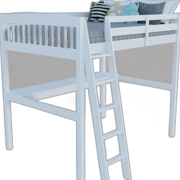 Homeroots White Solid Wood Full Double Size Loft Bed With Desk And Storage White Solid Wood 490205