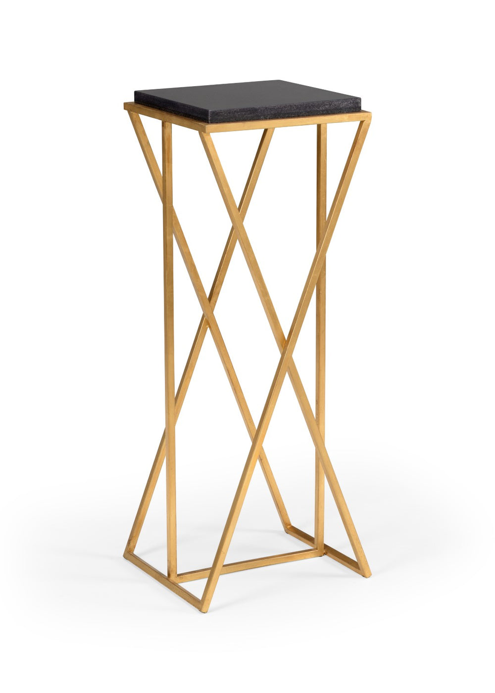 Wildwood Malcolm Marble-Top Pedestal With Antique Silver Leaf Iron Frame — Minimal Sculptural Display Stand Gold 490206