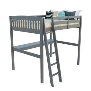 HomeRoots Gray Solid Pine Loft Bed with Integrated Desk and Storage for Stylish Kids' Bedrooms Upgrade Grey 490206