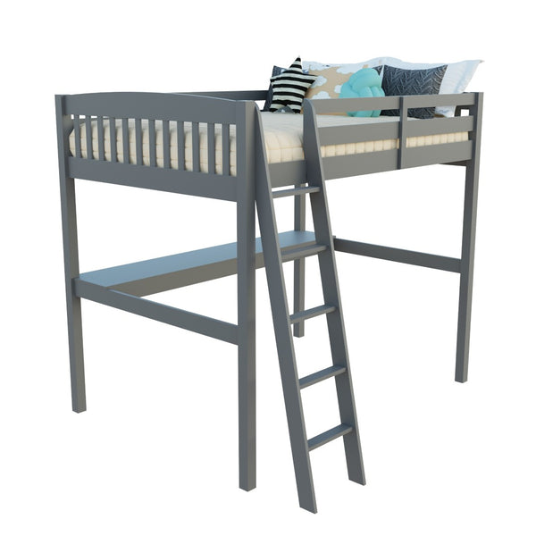 HomeRoots Gray Solid Pine Loft Bed with Integrated Desk and Storage for Stylish Kids' Bedrooms Upgrade Grey 490206