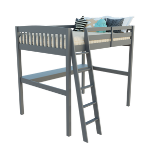 Homeroots Gray Solid Wood Full Double Size Loft Bed With Desk And Storage Grey Solid Wood 490206
