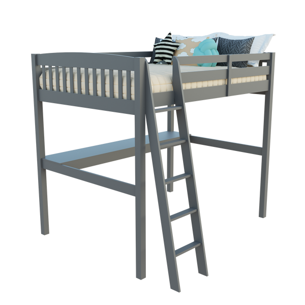 Homeroots Gray Solid Wood Full Double Size Loft Bed With Desk And Storage Grey Solid Wood 490206