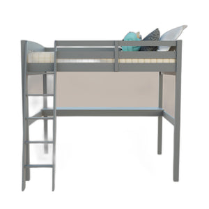Homeroots Gray Solid Wood Full Double Size Loft Bed With Desk And Storage Grey Solid Wood 490206