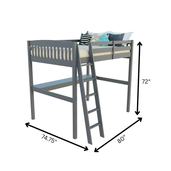 HomeRoots Gray Solid Pine Loft Bed with Integrated Desk and Storage for Stylish Kids' Bedrooms Upgrade Grey 490206
