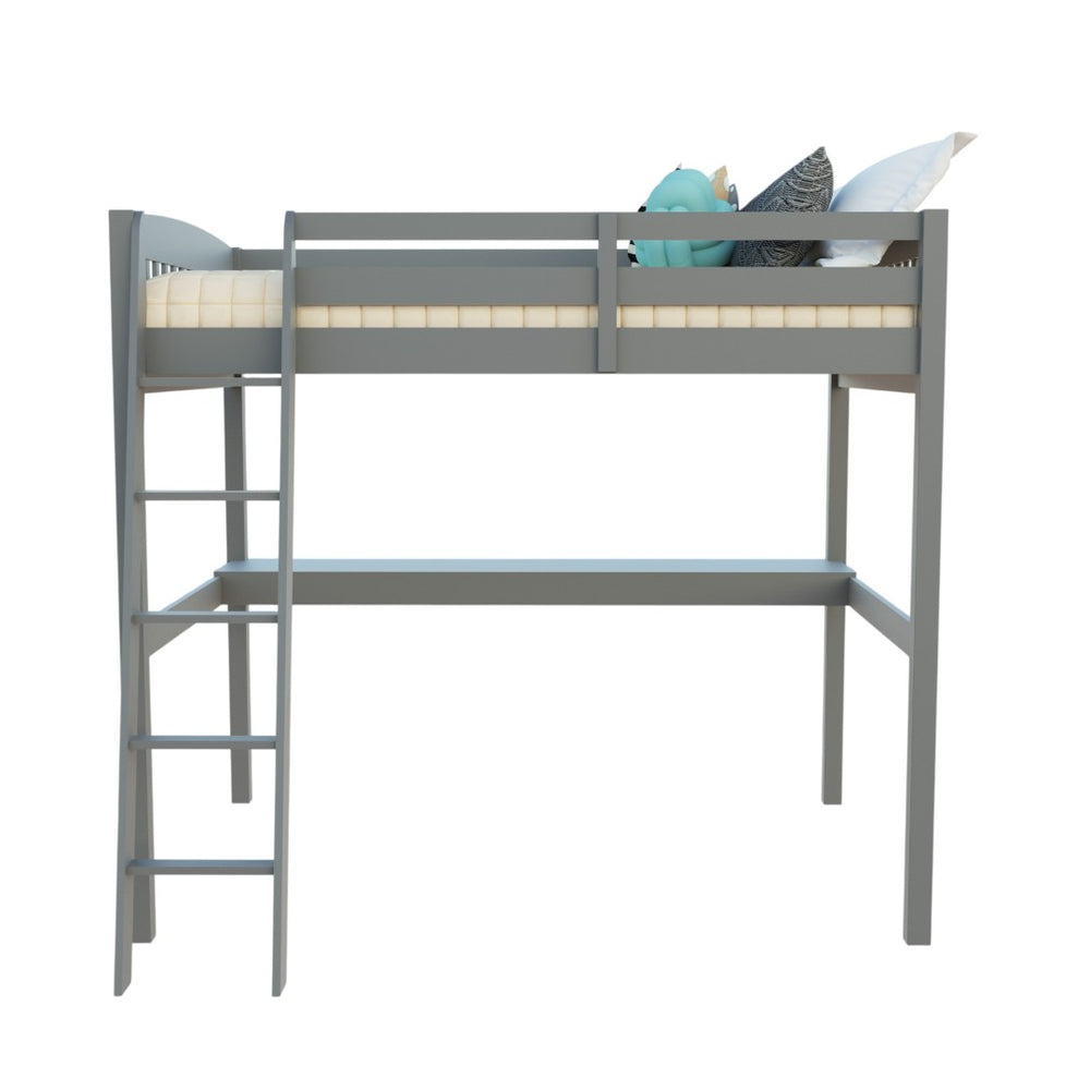 HomeRoots Gray Solid Pine Loft Bed with Integrated Desk and Storage for Stylish Kids' Bedrooms Upgrade Grey 490206