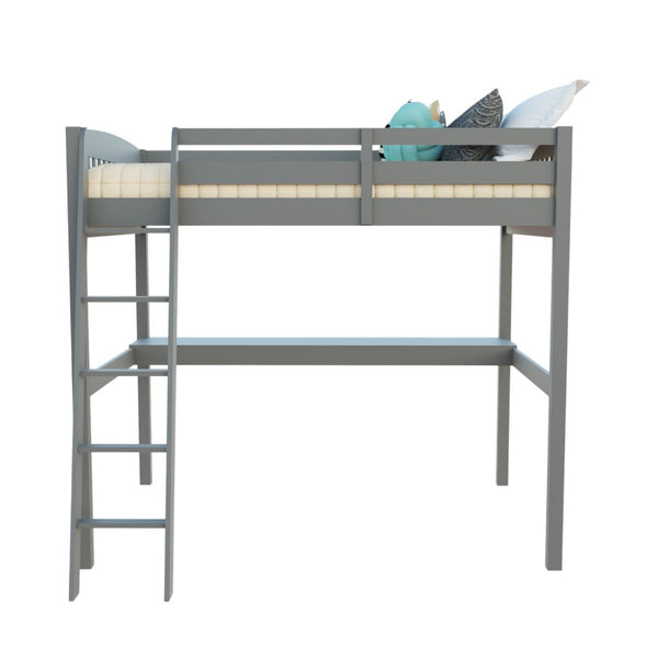 HomeRoots Gray Solid Pine Loft Bed with Integrated Desk and Storage for Stylish Kids' Bedrooms Upgrade Grey 490206