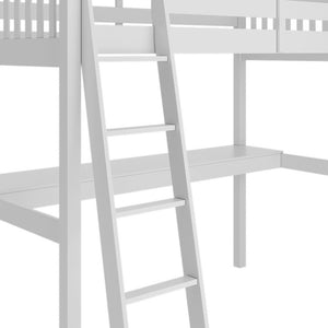 Homeroots White Solid Wood Twin Size Loft Bed With Desk And Storage White Solid Wood 490207