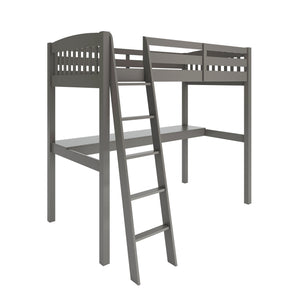 Homeroots Gray Solid Wood Twin Size Loft Bed With Desk And Storage  Solid Wood 490208