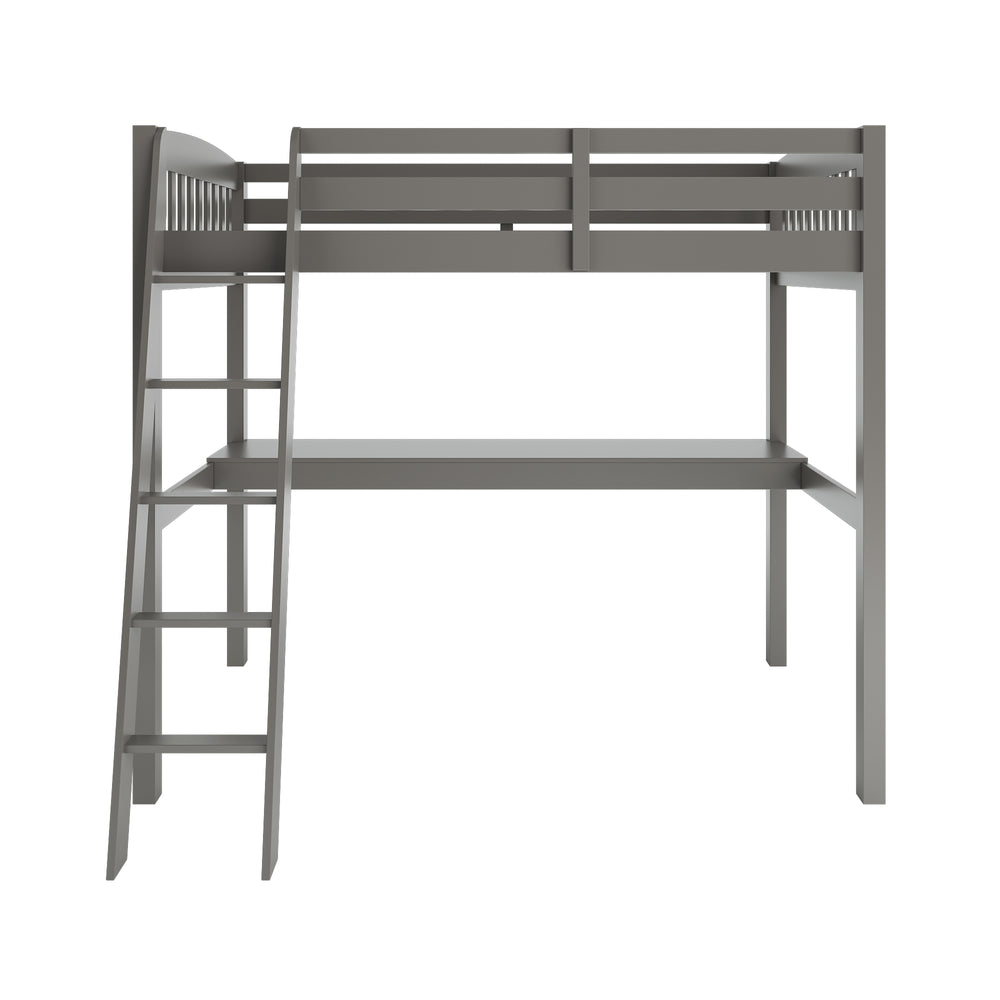 Homeroots Gray Solid Wood Twin Size Loft Bed With Desk And Storage  Solid Wood 490208