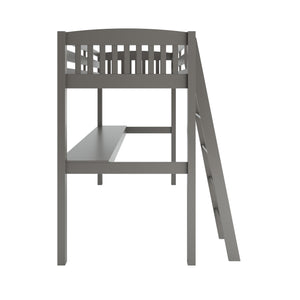 Homeroots Gray Solid Wood Twin Size Loft Bed With Desk And Storage  Solid Wood 490208