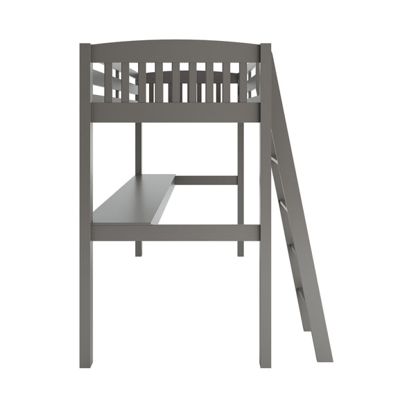 Homeroots Gray Solid Wood Twin Size Loft Bed With Desk And Storage  Solid Wood 490208