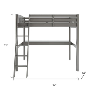 HomeRoots Gray Solid Wood Twin Loft Bed with Desk, Storage Drawer & Safe Access for Stylish Bedrooms 490208