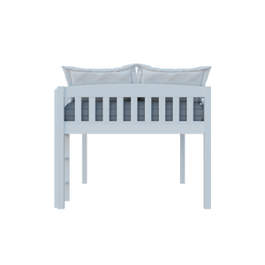 Homeroots White Solid Wood Full Double Size Low Loft Bed White Solid Wood 490209