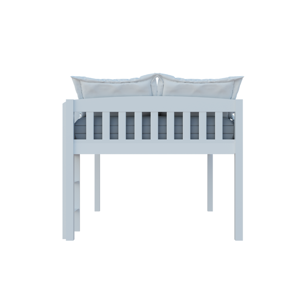 Homeroots White Solid Wood Full Double Size Low Loft Bed White Solid Wood 490209