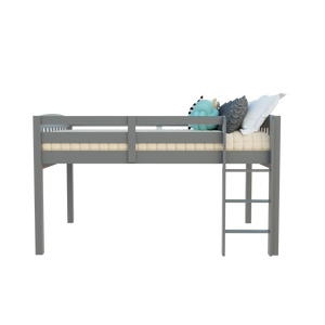 Homeroots Gray Solid Wood Twin Size Low Loft Bed  Solid Wood 490210