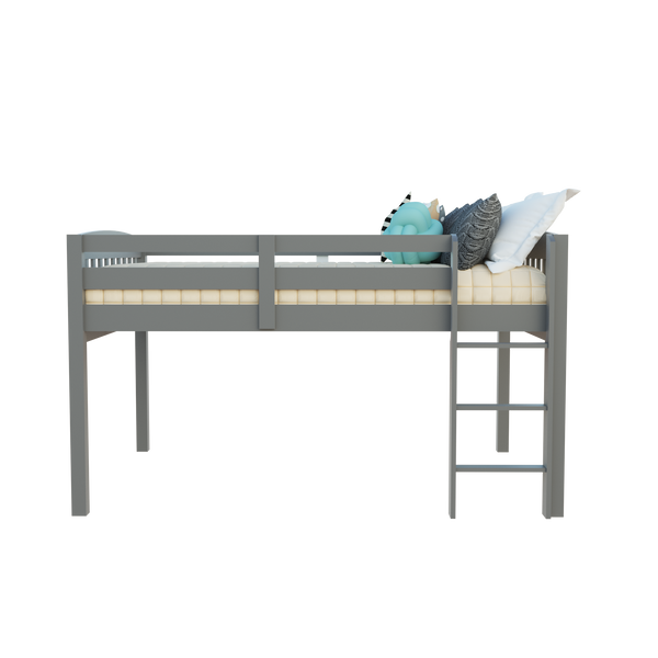 Homeroots Gray Solid Wood Twin Size Low Loft Bed  Solid Wood 490210