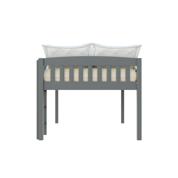 Homeroots Gray Solid Wood Twin Size Low Loft Bed  Solid Wood 490210