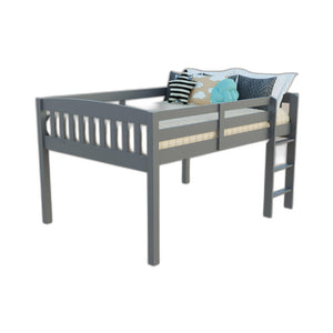Homeroots Gray Solid Wood Twin Size Low Loft Bed  Solid Wood 490210