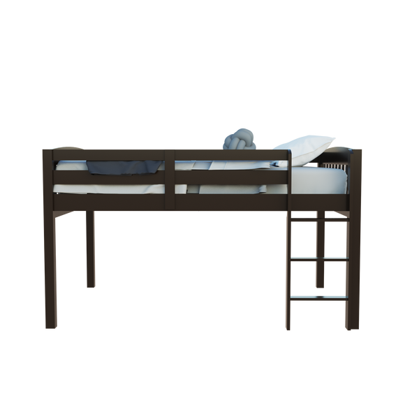 Homeroots Dark Brown Solid Wood Full Double Size Loft Bed Cappuccino Solid Wood 490211