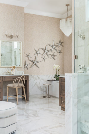 Wildwood Zoe Light Taupe Rattan Counter Stool With Padded Seat, Woven Interlocking Curves & Nickel Kickbar 490223