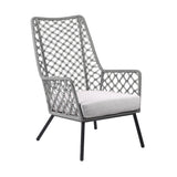 Homeroots 26" Gray And Black Steel Indoor Outdoor Dining Chair With Gray Cushion  Steel 490229