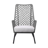 Homeroots 26" Gray And Black Steel Indoor Outdoor Dining Chair With Gray Cushion  Steel 490229