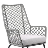 Homeroots 26" Gray And Black Steel Indoor Outdoor Dining Chair With Gray Cushion  Steel 490229