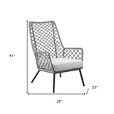 Homeroots 26" Gray And Black Steel Indoor Outdoor Dining Chair With Gray Cushion  Steel 490229