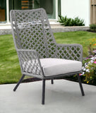 Homeroots 26" Gray And Black Steel Indoor Outdoor Dining Chair With Gray Cushion  Steel 490229