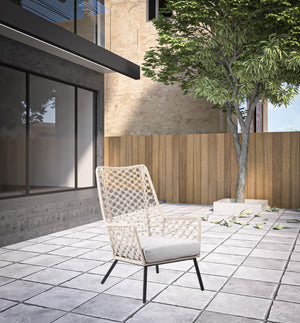 Homeroots 26" Gray Metal Outdoor Dining Chair With Gray Cushion  Steel 490230