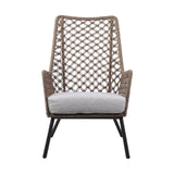 Homeroots 26" Gray Metal Outdoor Arm Chair With Gray Cushion  Steel 490231