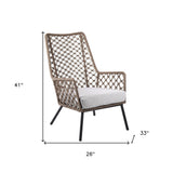 Homeroots 26" Gray Metal Outdoor Arm Chair With Gray Cushion  Steel 490231