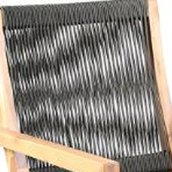 Homeroots Set Of Two 23" Charcoal And Natural Wood Solid Wood Outdoor Arm Chair  Eucalyptus Solid Wood,Rope 490232